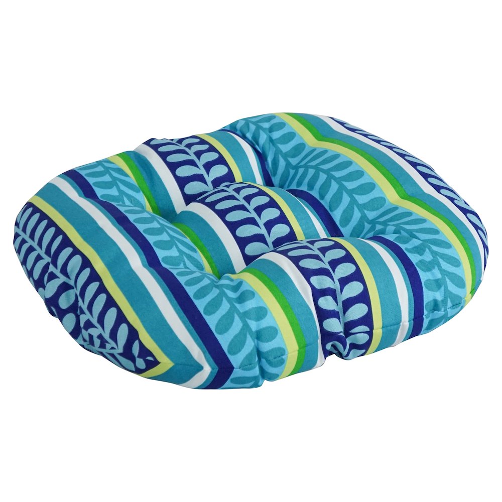 18-inch Round Patterned Spun Polyester Tufted Footstool Cushion. Picture 1