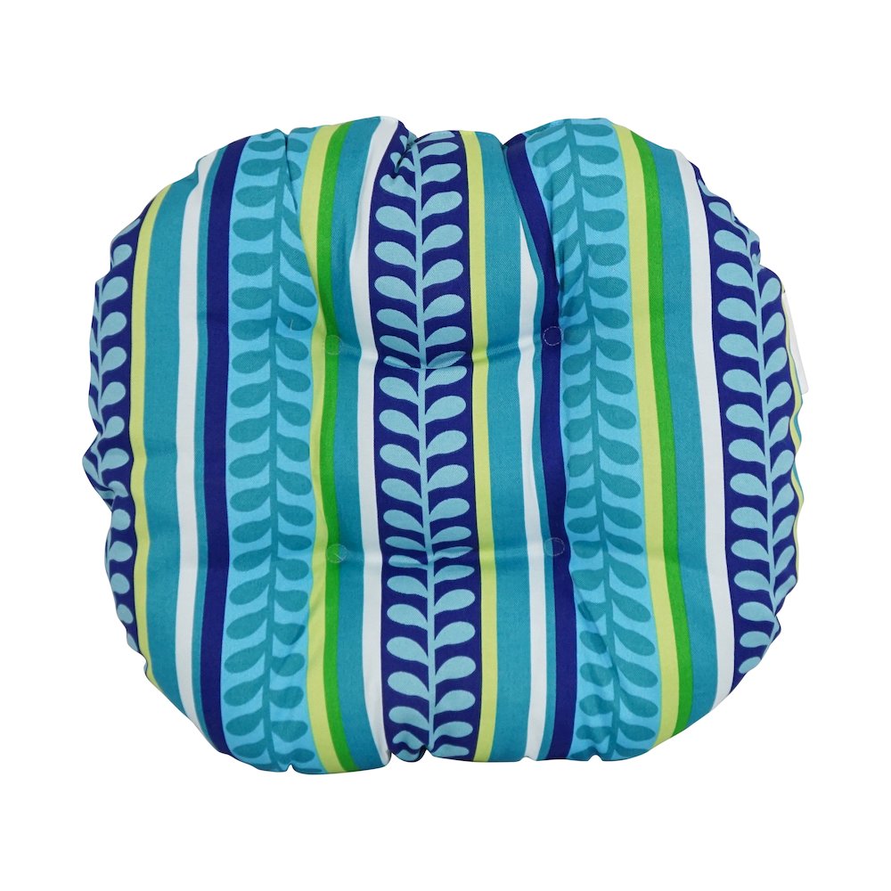 18-inch Round Patterned Spun Polyester Tufted Footstool Cushion. Picture 2