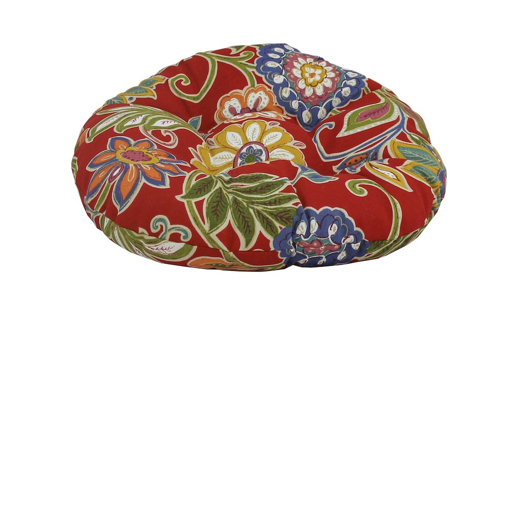 18-inch Round Spun Polyester Tufted Footstool Cushion. Picture 1