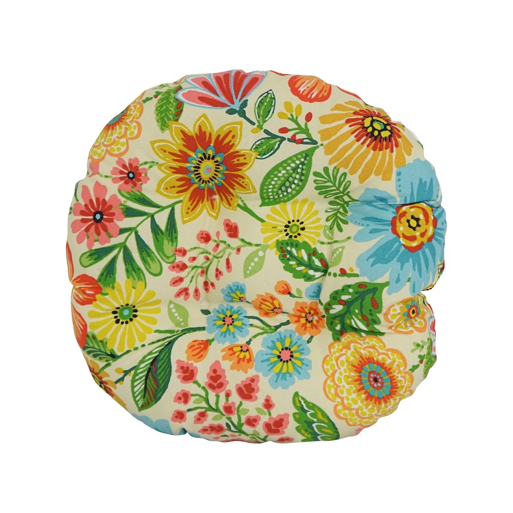 18-inch Round Patterned Spun Polyester Tufted Footstool Cushion. Picture 2