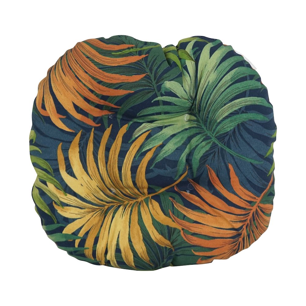 18-inch Round Patterned Spun Polyester Tufted Footstool Cushion. Picture 2