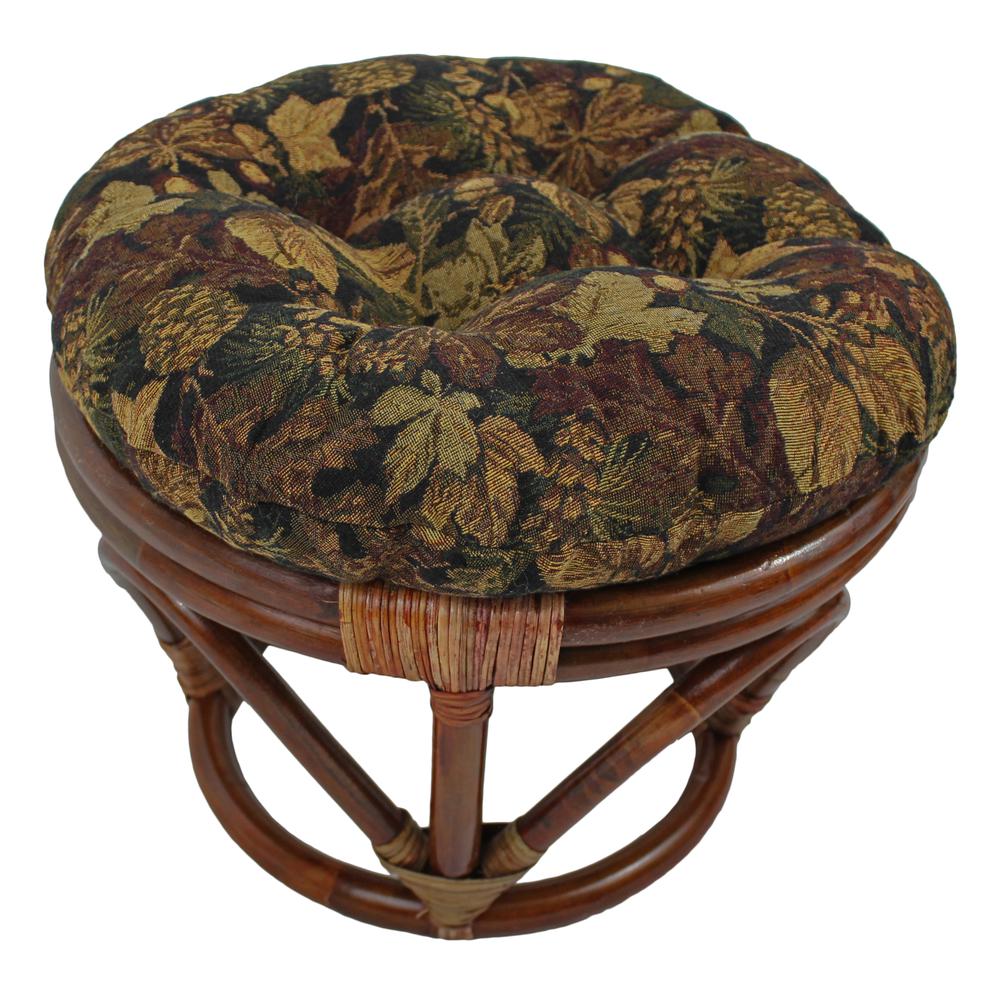 18-inch Round Tapestry  Tufted Footstool Cushion. Picture 1