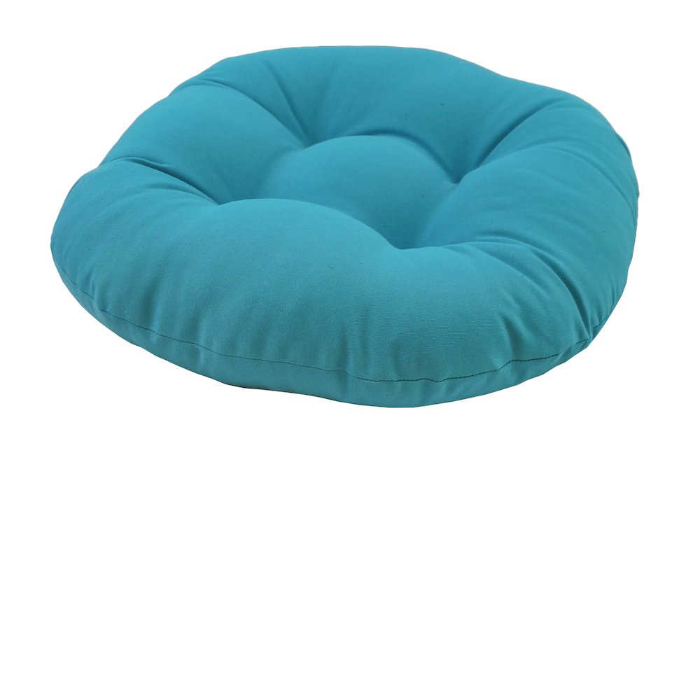 18-inch Round Solid Twill Tufted Footstool Cushion. Picture 1