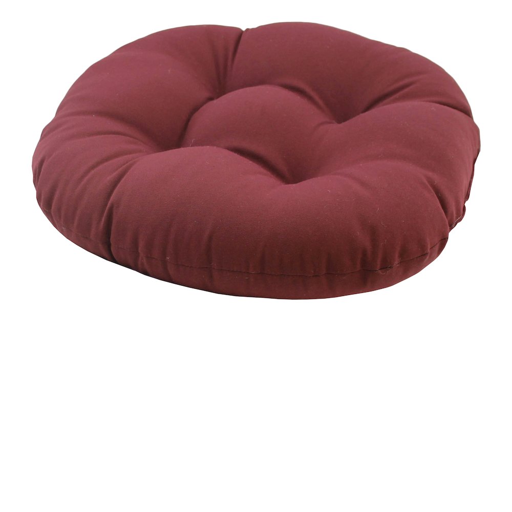 18-inch Round Solid Twill Tufted Footstool Cushion. Picture 1