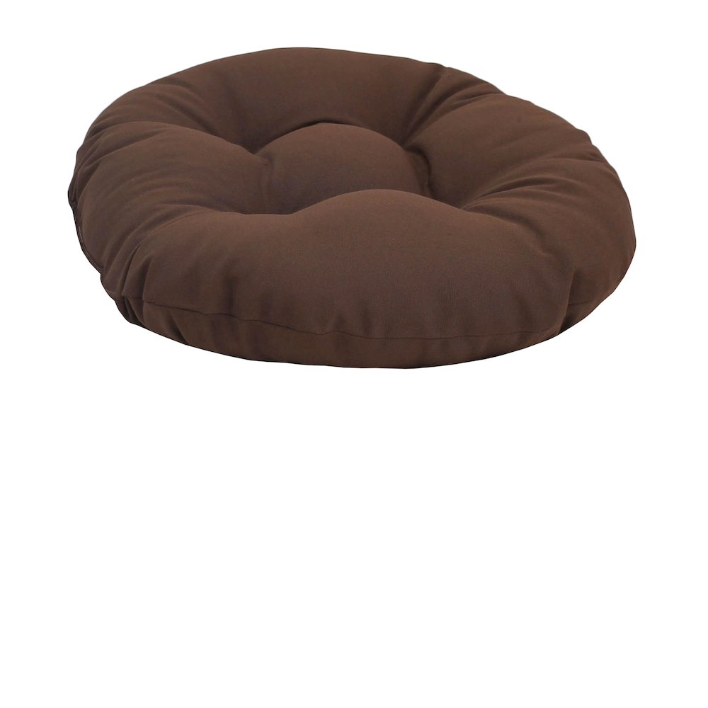 18-inch Round Solid Twill Tufted Footstool Cushion. Picture 1
