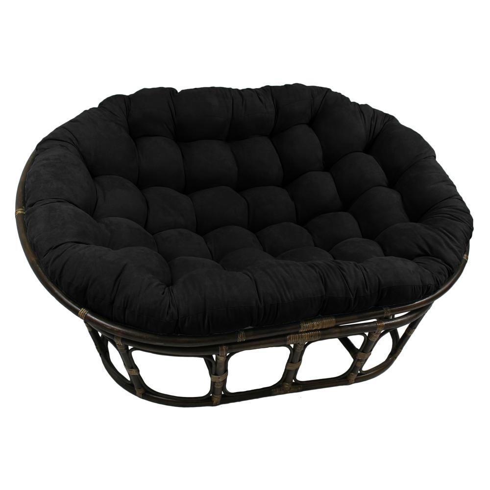 78-inch by 58-inch Solid Microsuede Double Papasan Cushion  93304-78-MS-BK. Picture 1
