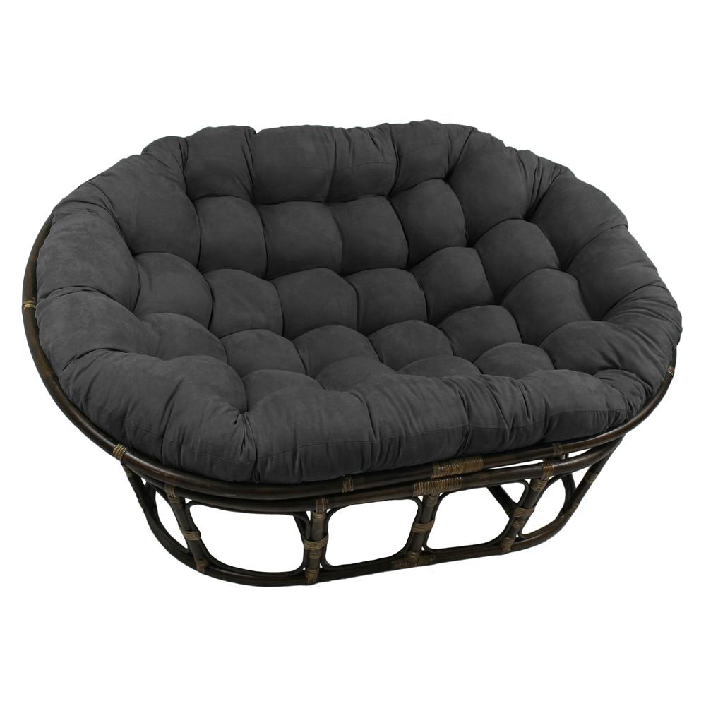 78-inch by 58-inch Solid Microsuede Double Papasan Cushion  93304-78-MS-GY. Picture 1