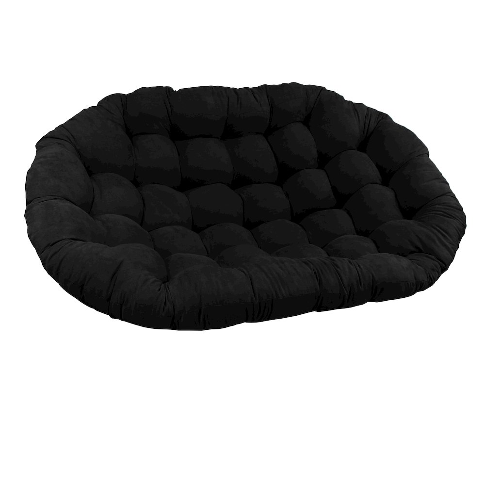 65-inch by 48-inch Solid Microsuede Double Papasan Cushion 93304-MS-BK. Picture 1