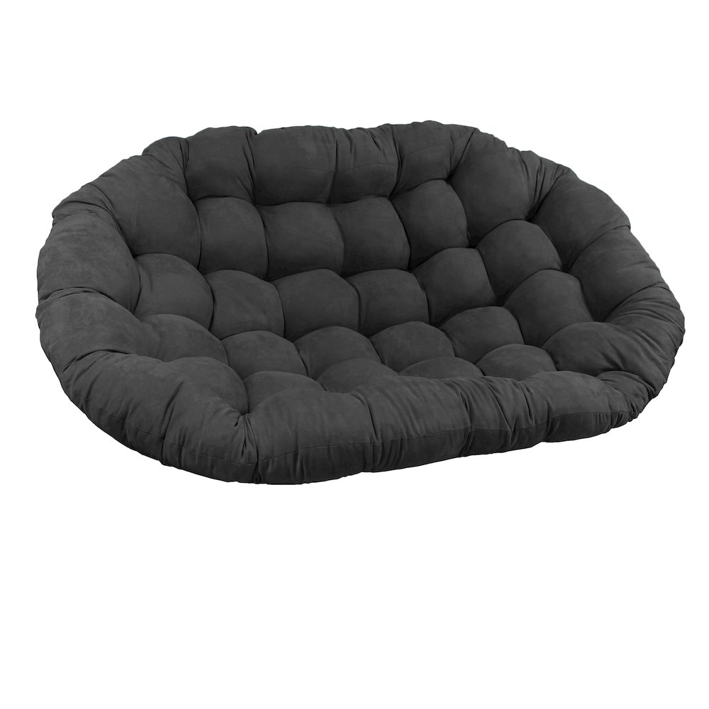 65-inch by 48-inch Solid Microsuede Double Papasan Cushion 93304-MS-GY. Picture 1