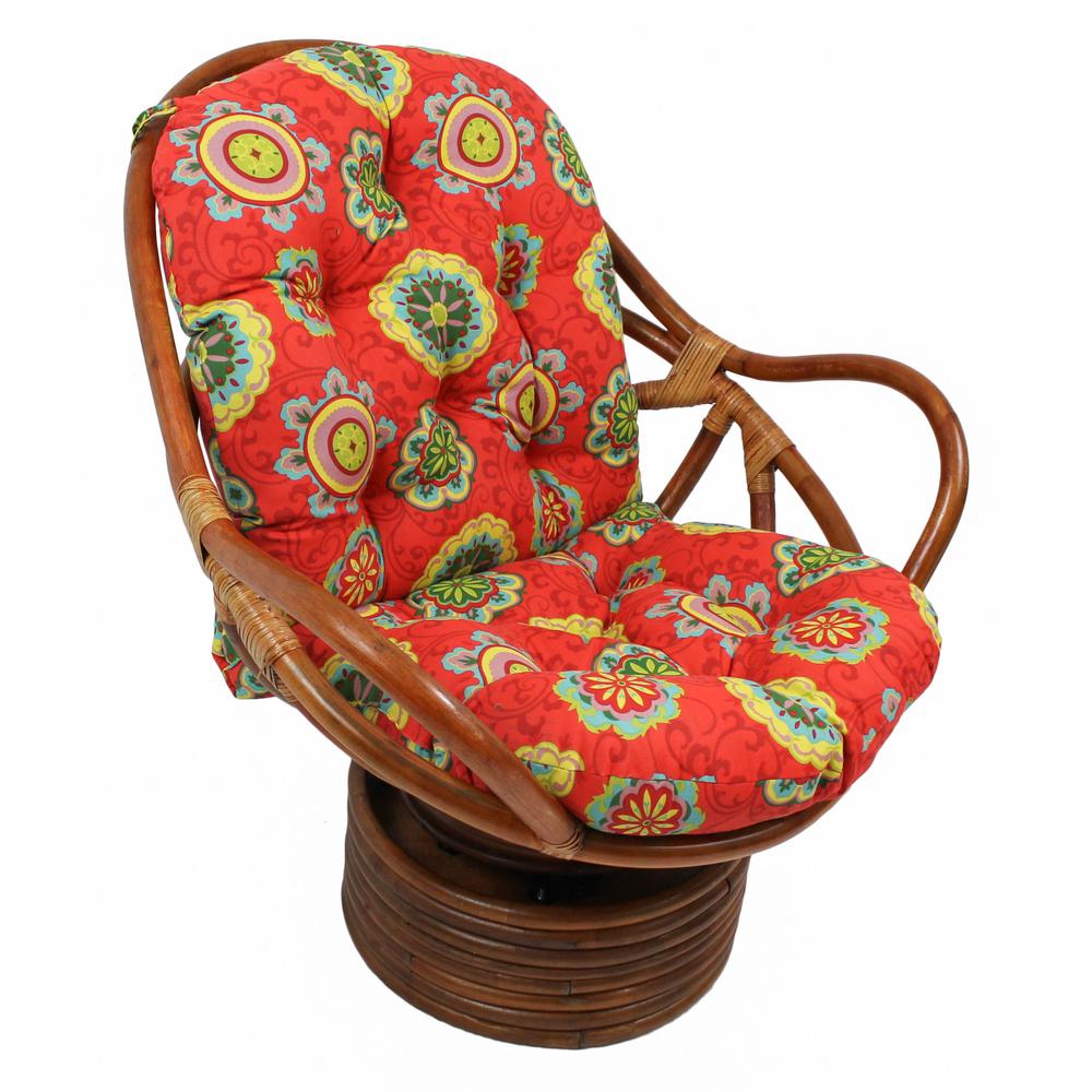 48-inch by 24-inch Patterned Outdoor Spun Polyester Swivel Rocker Cushion. Picture 1