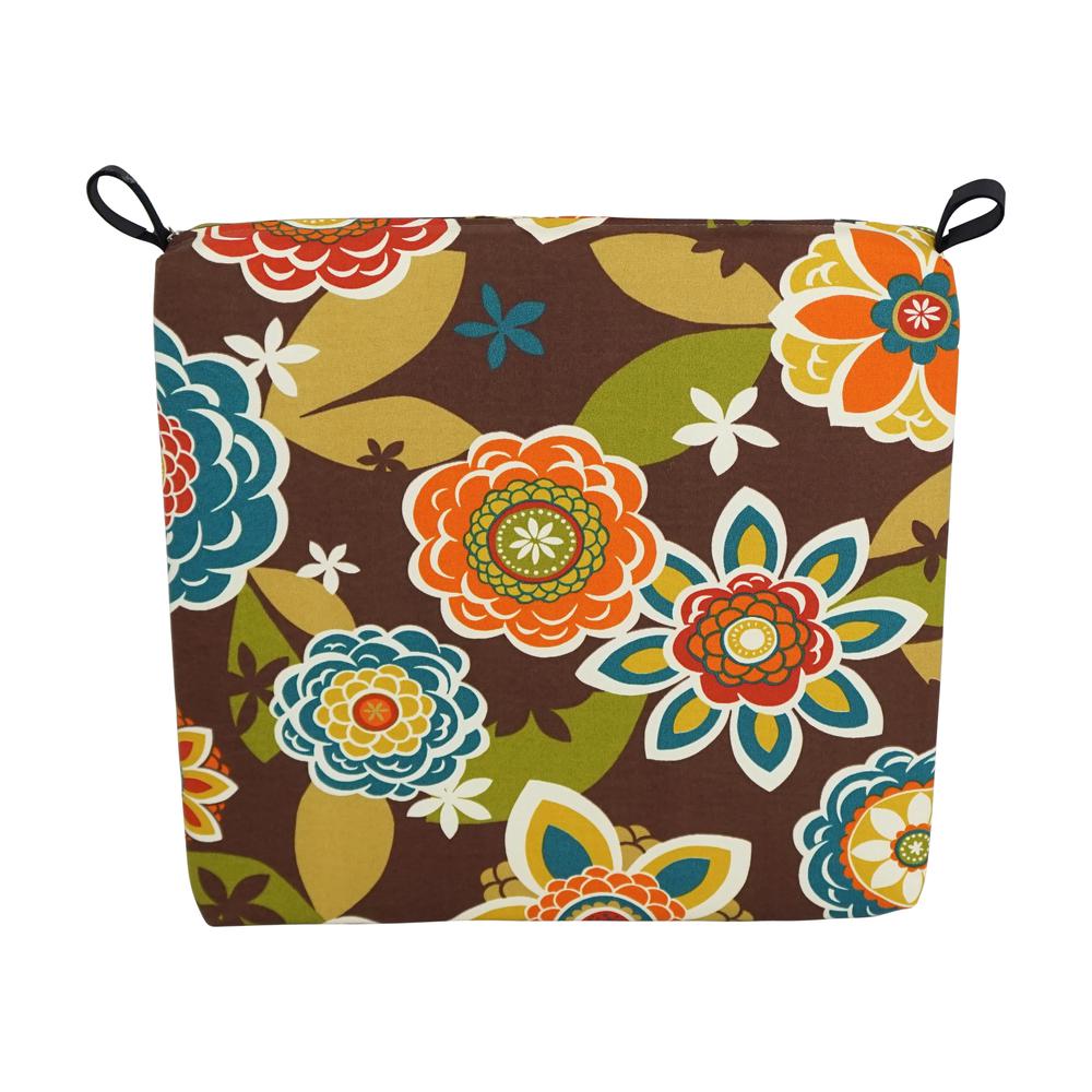 20-inch by 19-inch Patterned Outdoor Spun Polyester Chair Cushion. Picture 2