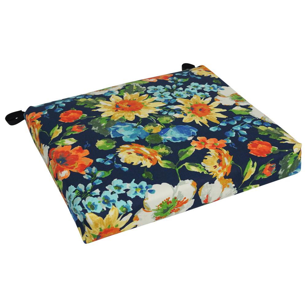 20-inch by 19-inch Patterned Outdoor Spun Polyester Chair Cushion. Picture 1