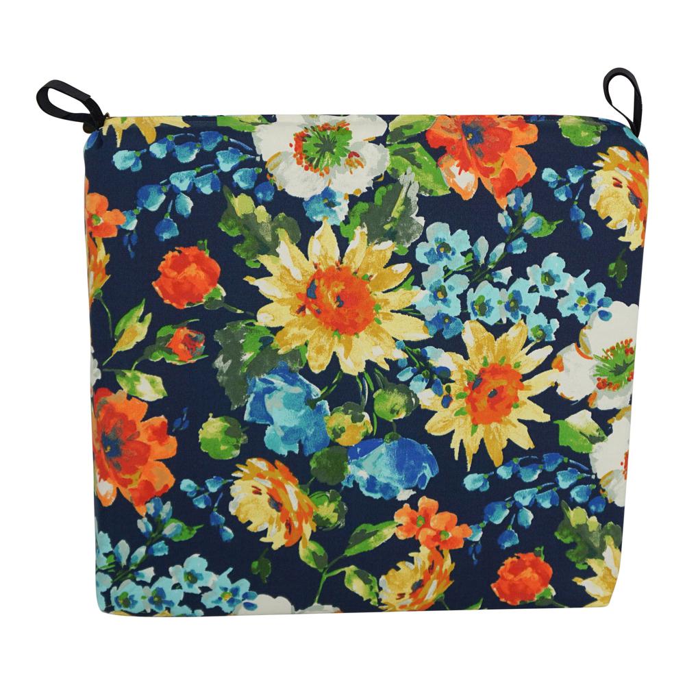 20-inch by 19-inch Patterned Outdoor Spun Polyester Chair Cushion. Picture 2