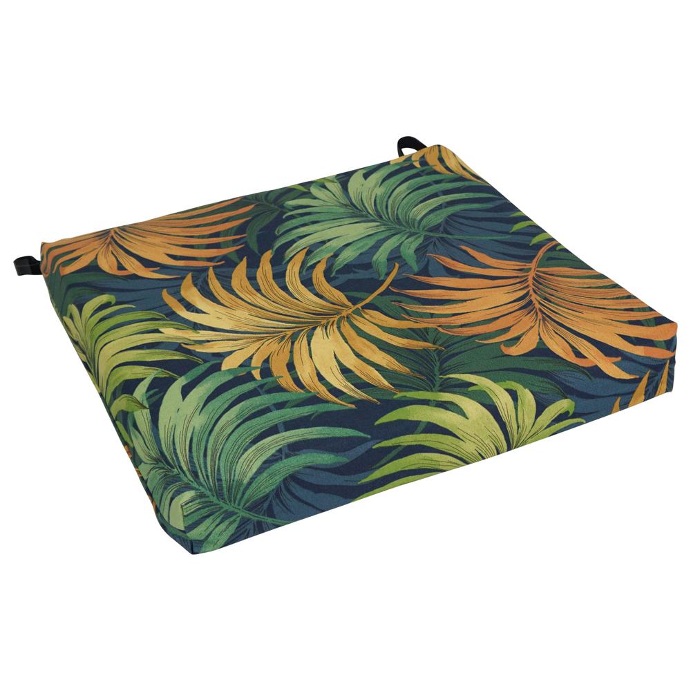 20-inch by 19-inch Patterned Outdoor Spun Polyester Chair Cushion. Picture 1