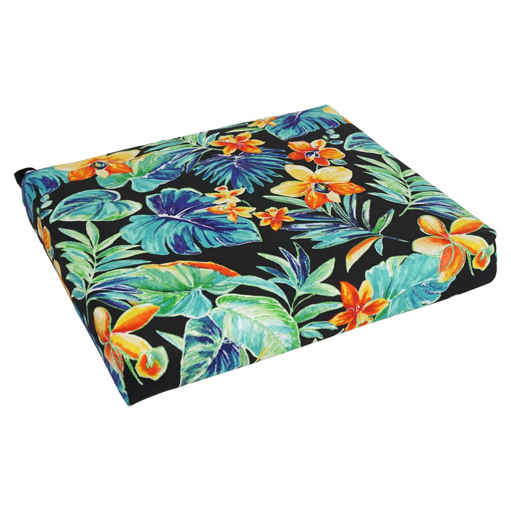 20-inch by 19-inch Patterned Outdoor Spun Polyester Chair Cushion. Picture 1