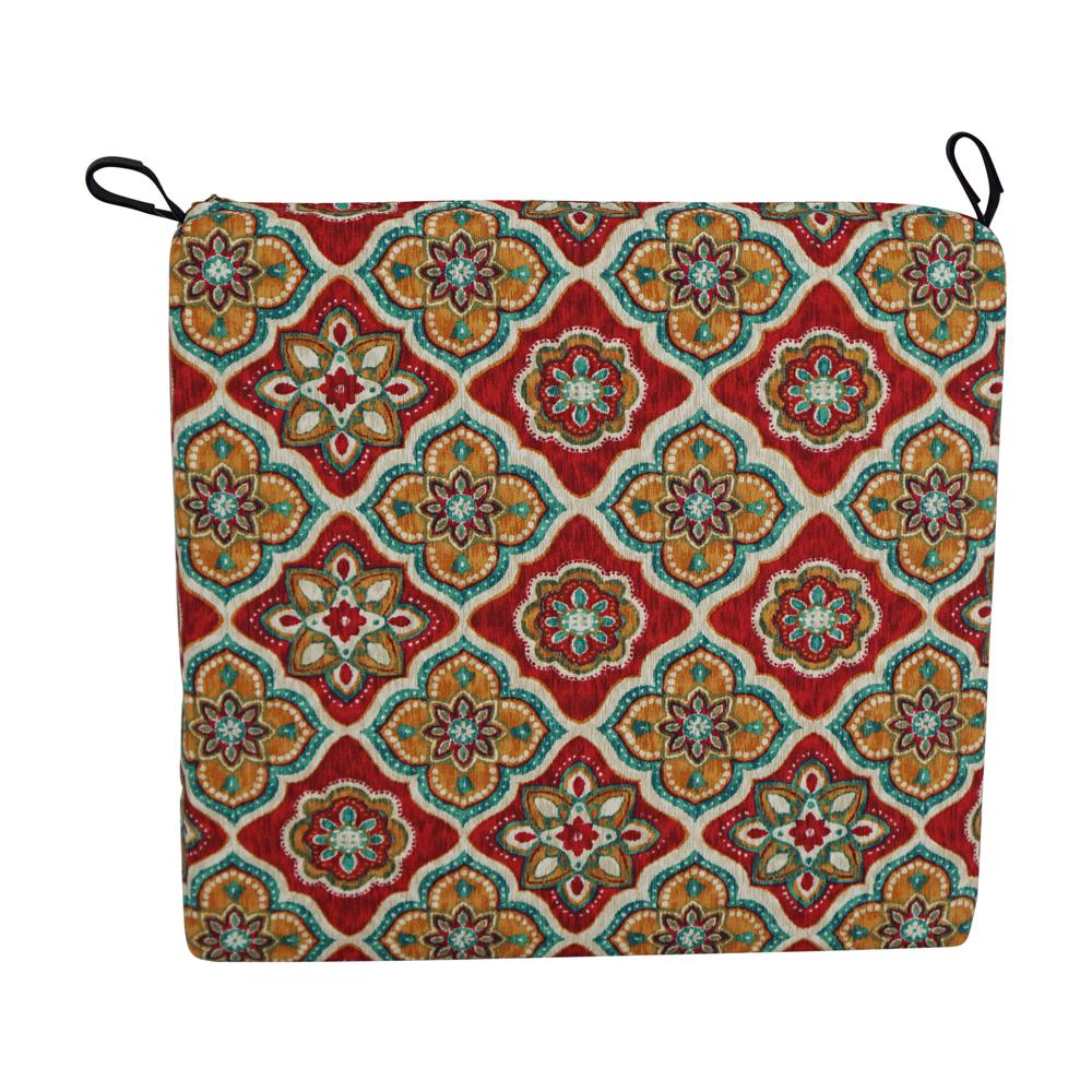 20-inch by 19-inch Patterned Outdoor Spun Polyester Chair Cushion. Picture 2