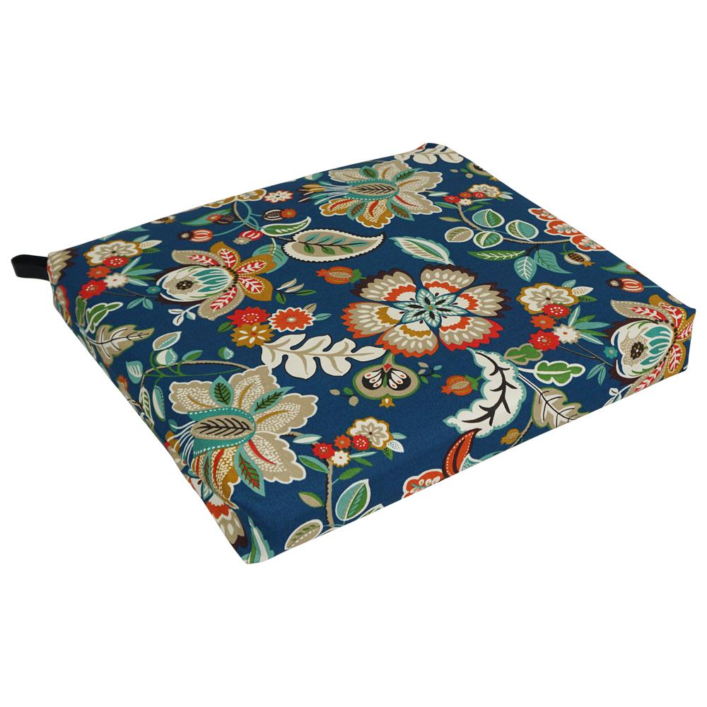20-inch by 19-inch Patterned Outdoor Spun Polyester Chair Cushion. Picture 1