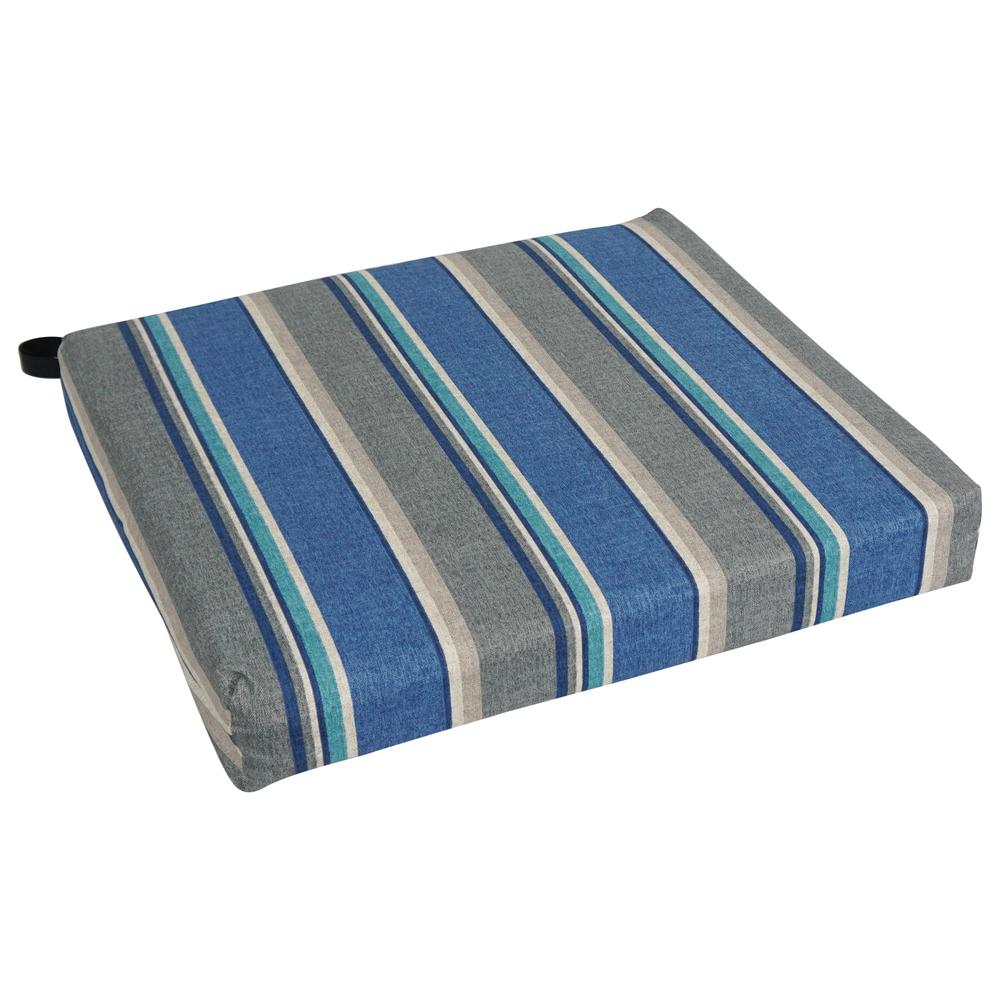 20-inch by 19-inch Patterned Outdoor Spun Polyester Chair Cushion. Picture 1