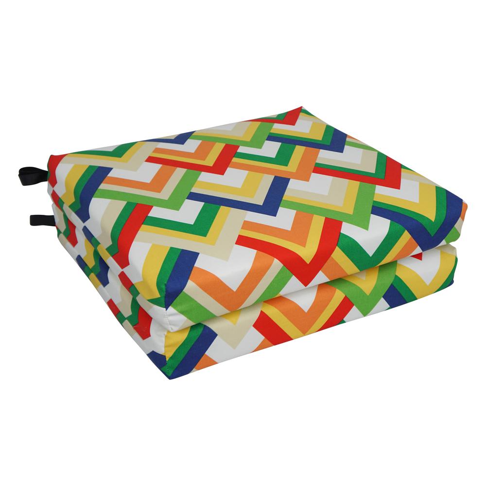 20-inch by 19-inch Patterned Outdoor Chair Cushions (Set of 2)  93454-2CH-OD-119. Picture 1