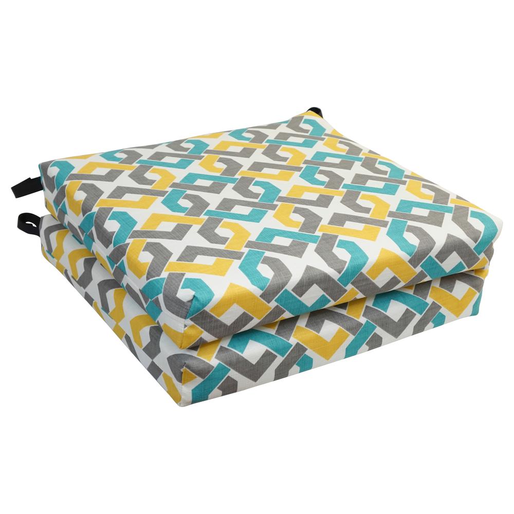 20-inch by 19-inch Patterned Outdoor Chair Cushions (Set of 2)  93454-2CH-OD-186. Picture 1