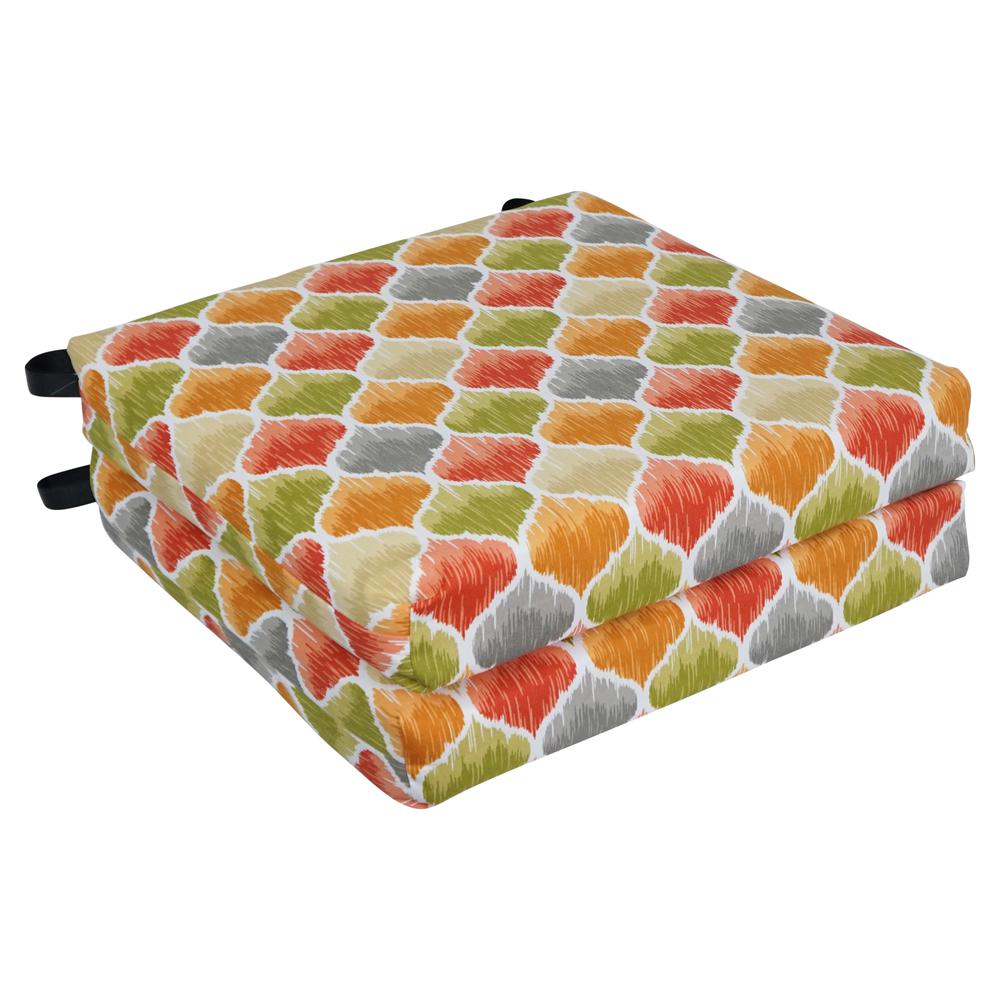20-inch by 19-inch Patterned Outdoor Chair Cushions (Set of 2)  93454-2CH-OD-220. Picture 1