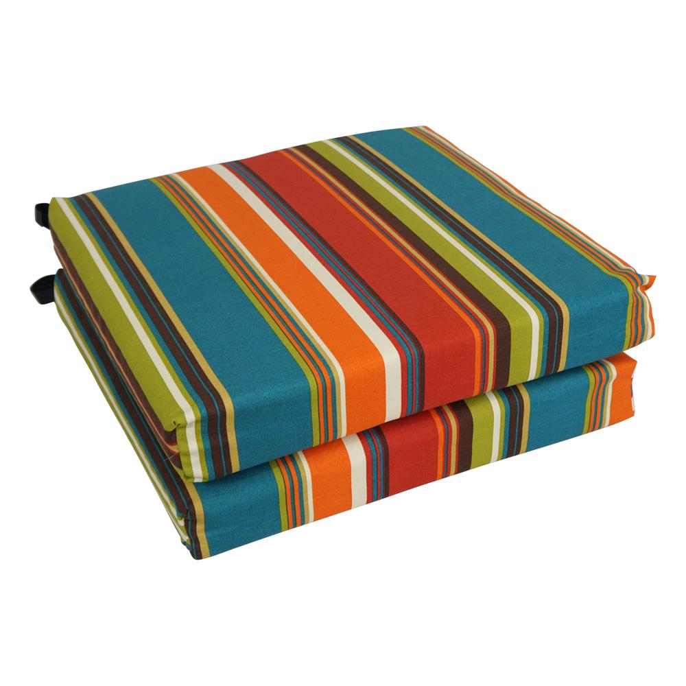 20-inch by 19-inch Patterned Outdoor Spun Polyester Chair Cushion. Picture 1