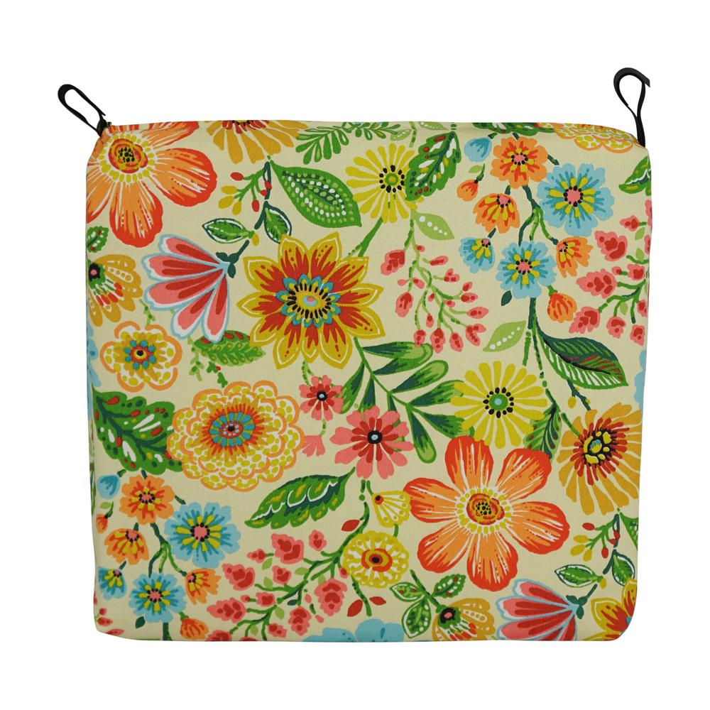 20-inch by 19-inch Patterned Outdoor Spun Polyester Chair Cushion. Picture 2