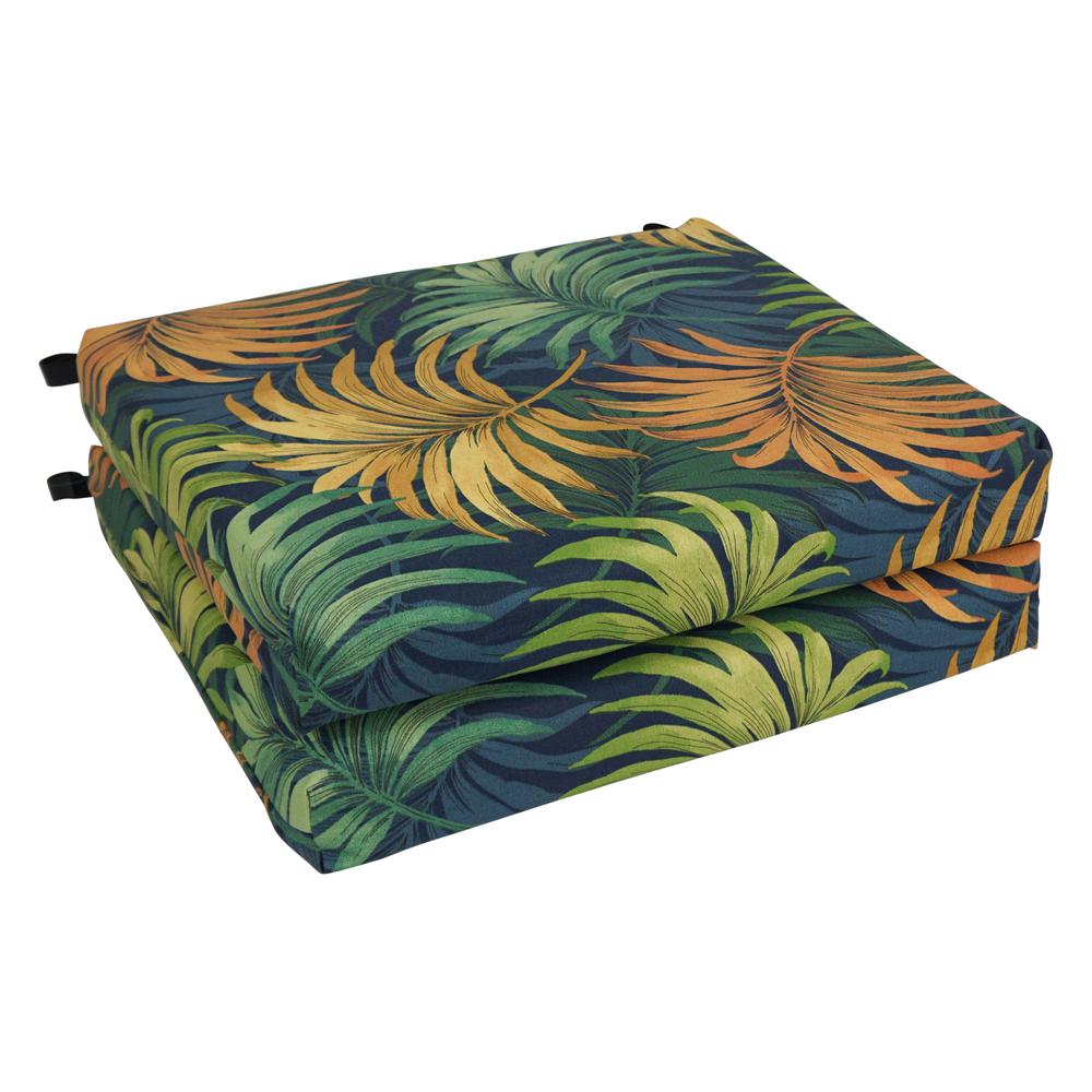 20-inch by 19-inch Patterned Outdoor Spun Polyester Chair Cushion. Picture 1