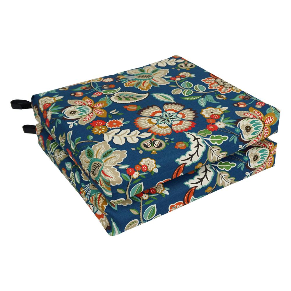 20-inch by 19-inch Patterned Outdoor Spun Polyester Chair Cushion. Picture 1