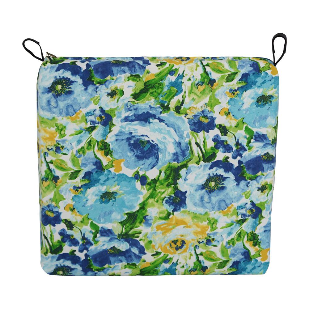 20-inch by 19-inch Patterned Outdoor Spun Polyester Chair Cushion. Picture 2