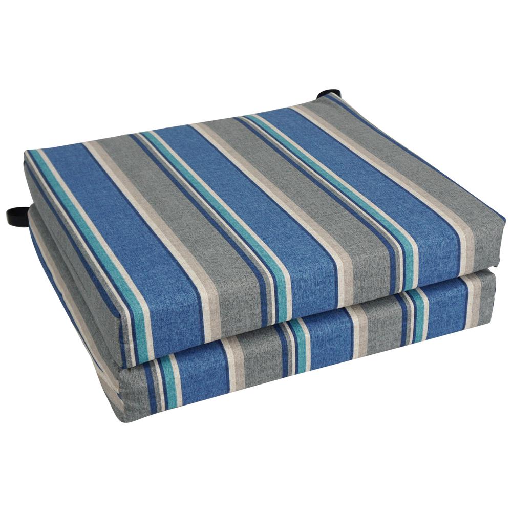 20-inch by 19-inch Patterned Outdoor Spun Polyester Chair Cushion. Picture 1