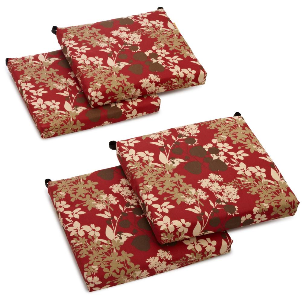 20-inch by 19-inch Patterned Outdoor Spun Polyester Chair Cushions (Set of 4). Picture 1