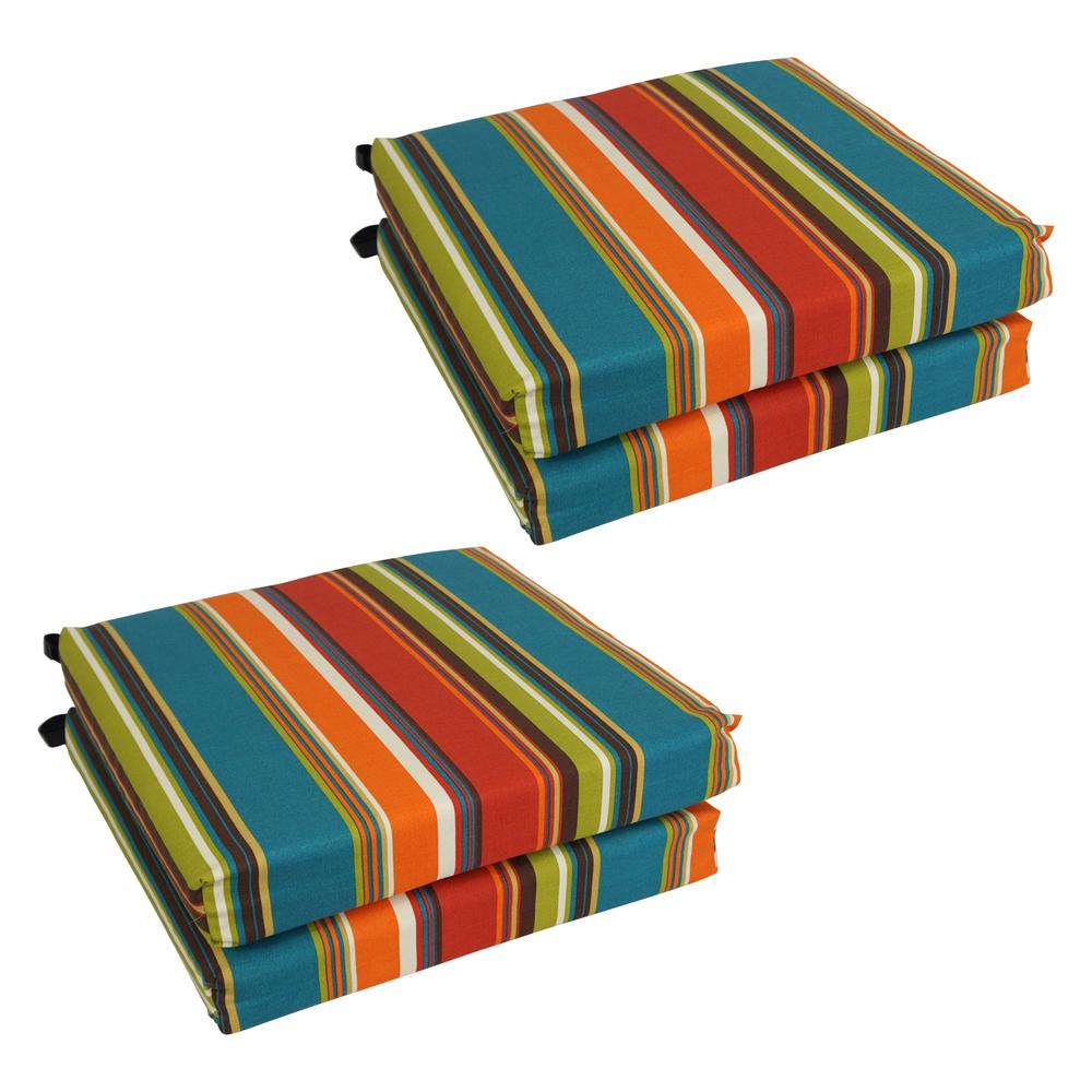20-inch by 19-inch Patterned Outdoor Spun Polyester Chair Cushion. Picture 1