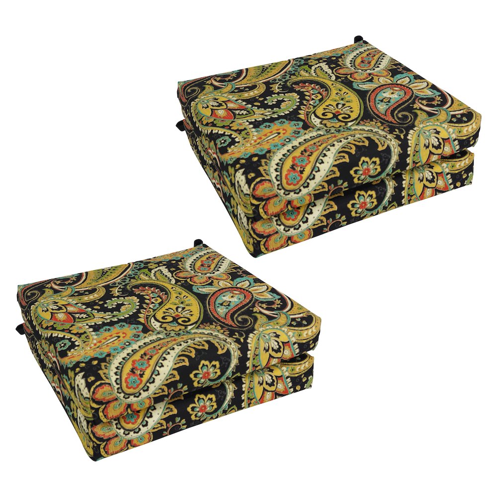 20-inch by 19-inch Patterned Outdoor Spun Polyester Chair Cushions (Set of 4). Picture 1