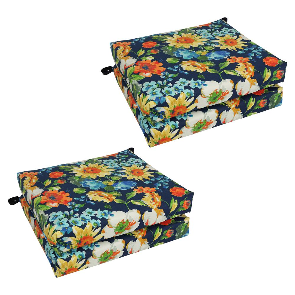 20-inch by 19-inch Patterned Outdoor Spun Polyester Chair Cushion. Picture 1