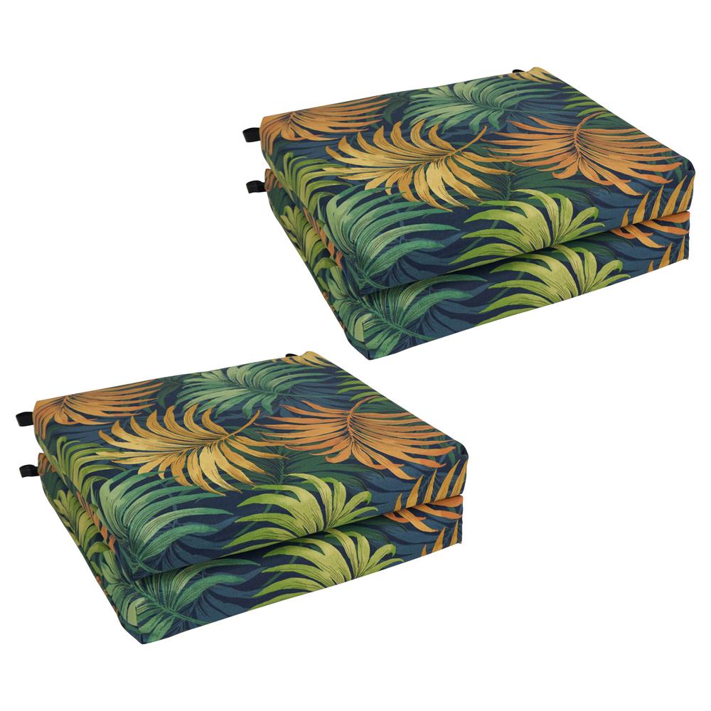 20-inch by 19-inch Patterned Outdoor Spun Polyester Chair Cushion. Picture 1