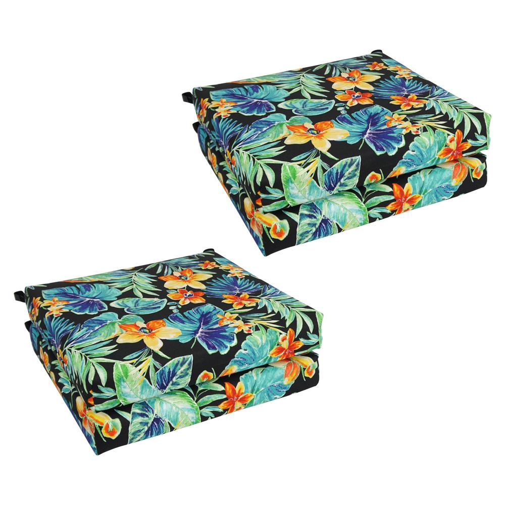 20-inch by 19-inch Patterned Outdoor Spun Polyester Chair Cushion. Picture 1