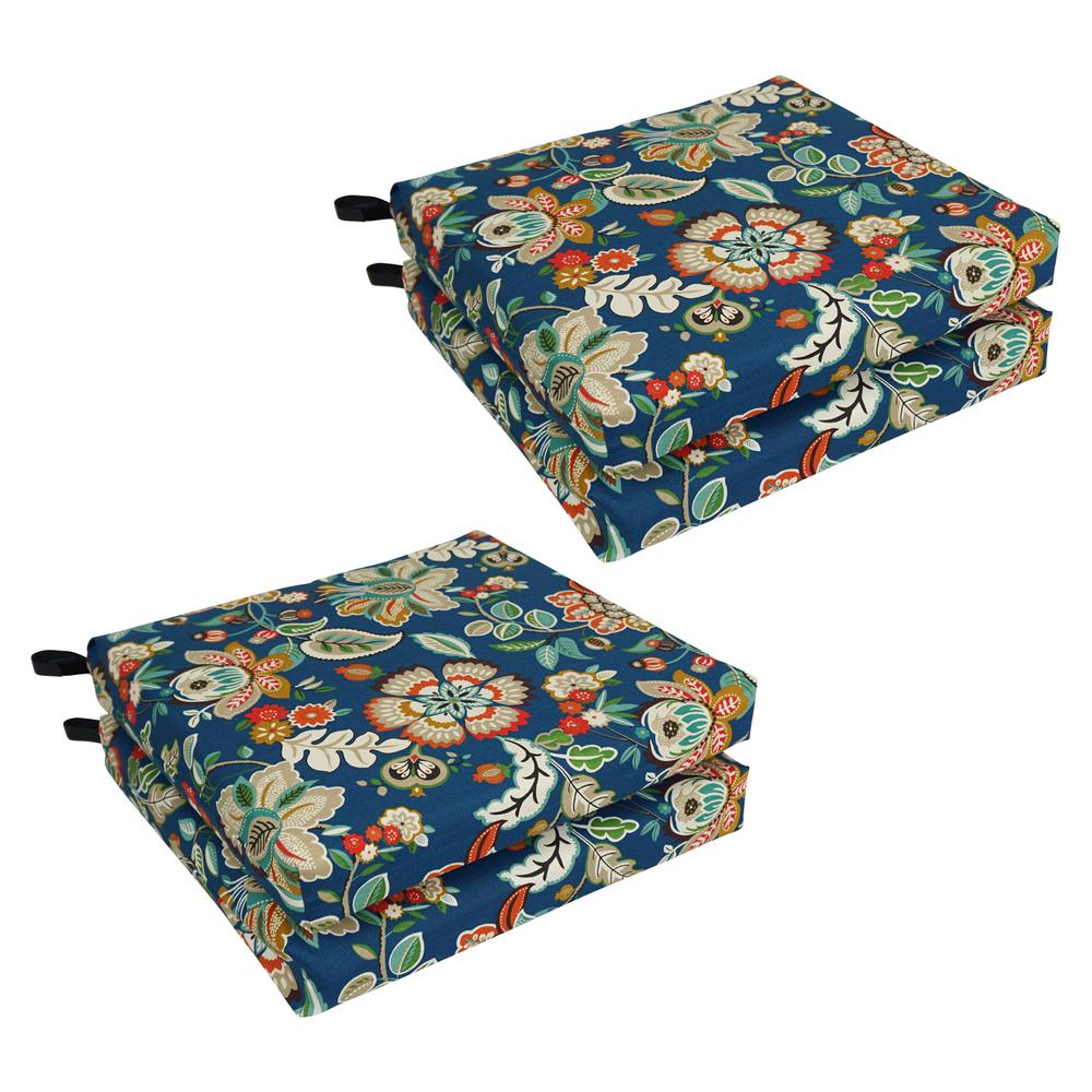20-inch by 19-inch Patterned Outdoor Spun Polyester Chair Cushion. Picture 1