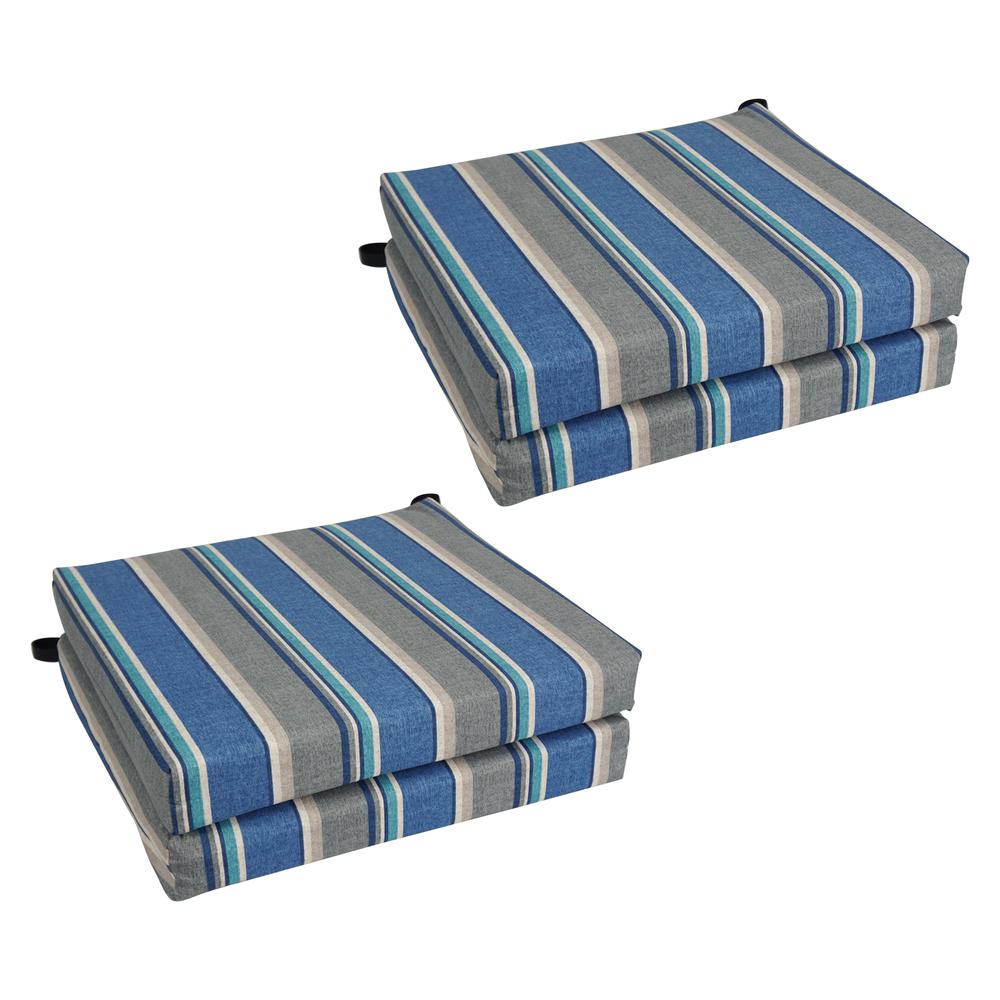 20-inch by 19-inch Patterned Outdoor Spun Polyester Chair Cushion. Picture 1