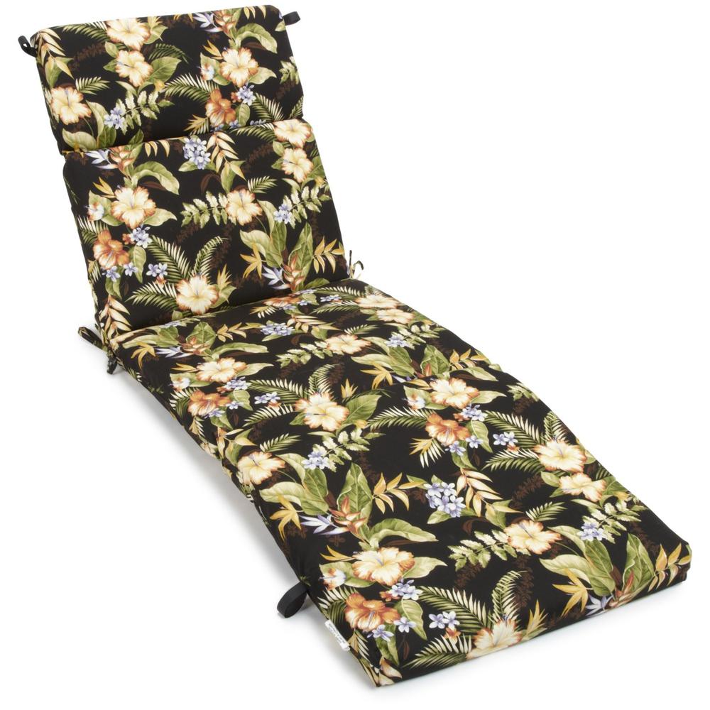 72-inch by 24-inch Patterned Polyester Outdoor Chaise Lounge Cushion. Picture 1