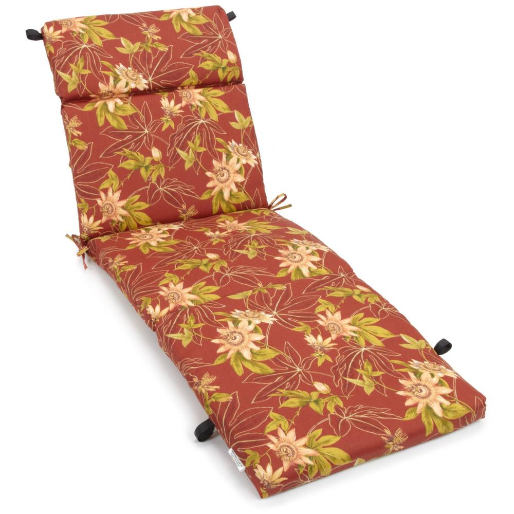 72-inch by 24-inch Patterned Polyester Outdoor Chaise Lounge Cushion. Picture 1