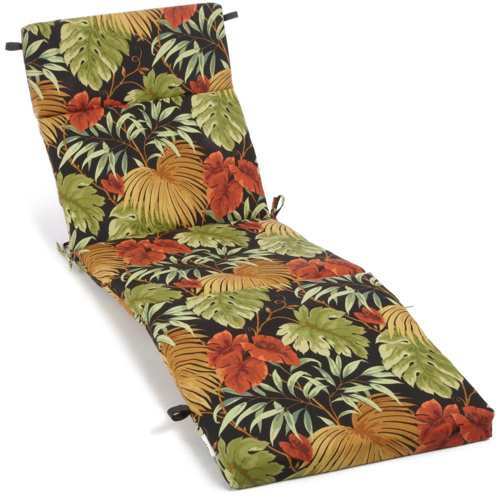 72-inch by 24-inch Patterned Polyester Outdoor Chaise Lounge Cushion. Picture 1