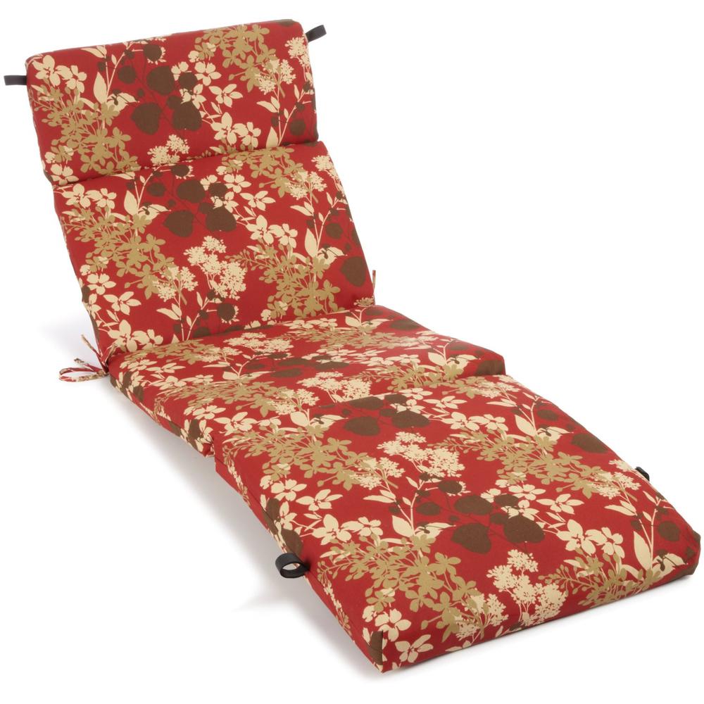 72-inch by 24-inch Patterned Polyester Outdoor Chaise Lounge Cushion. Picture 1