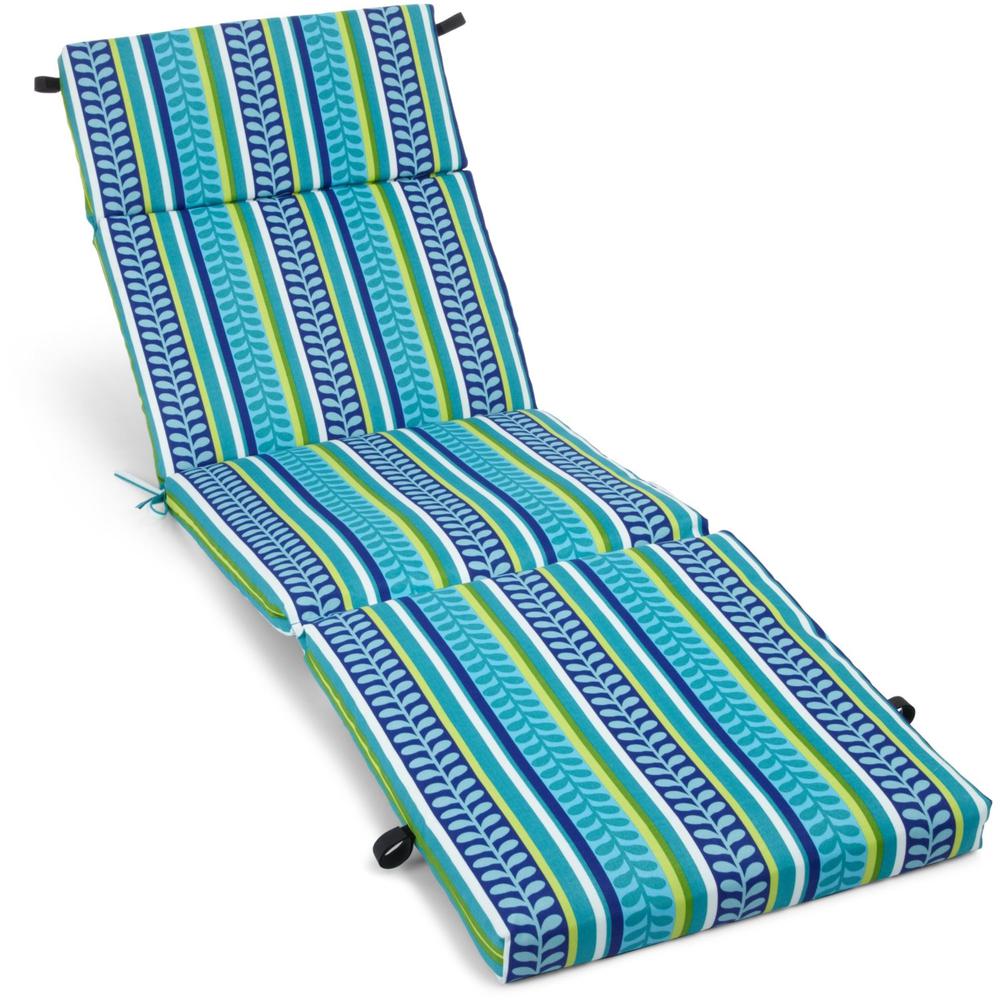 72-inch by 24-inch Patterned Polyester Outdoor Chaise Lounge Cushion. Picture 1