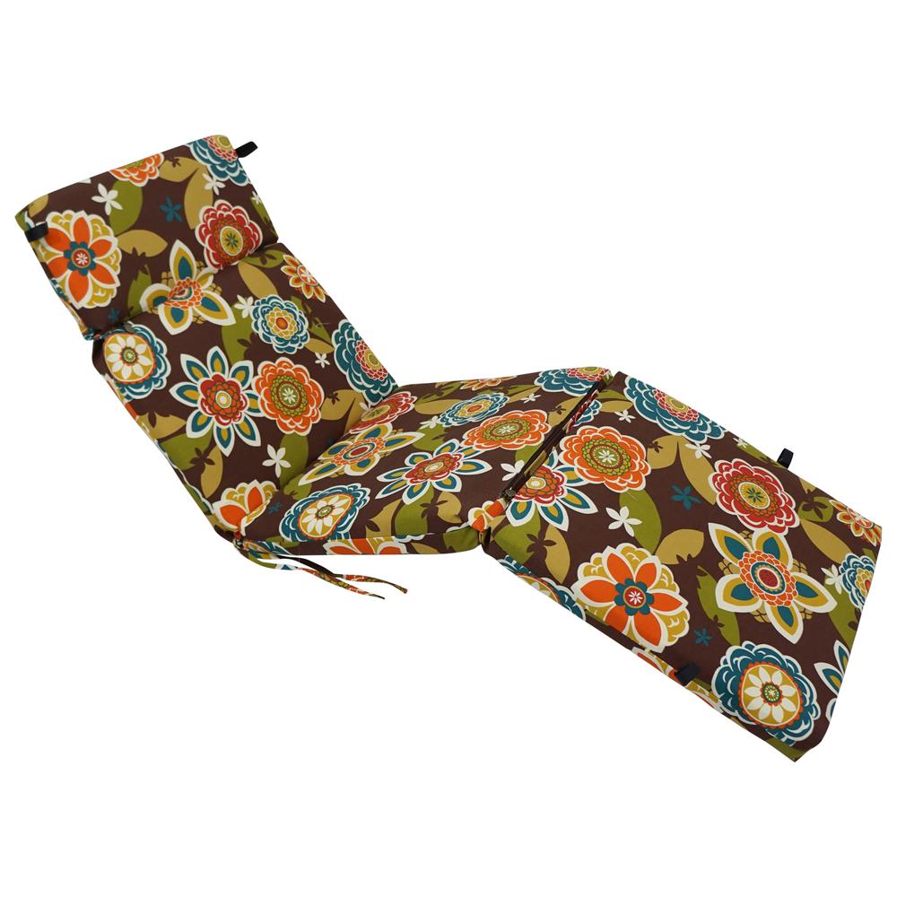 72-inch by 24-inch Patterned Polyester Outdoor Chaise Lounge Cushion. Picture 1