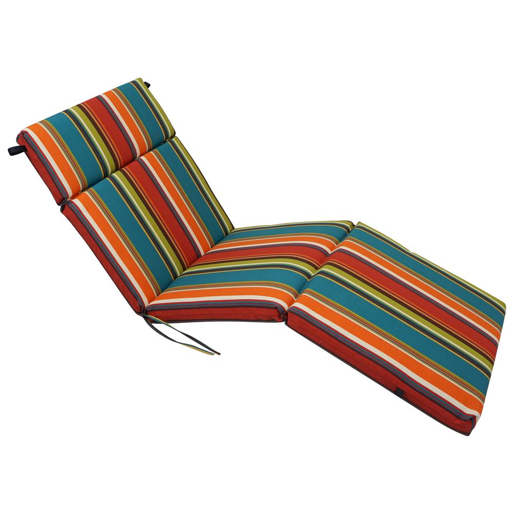 72-inch by 24-inch Patterned Polyester Outdoor Chaise Lounge Cushion. Picture 1