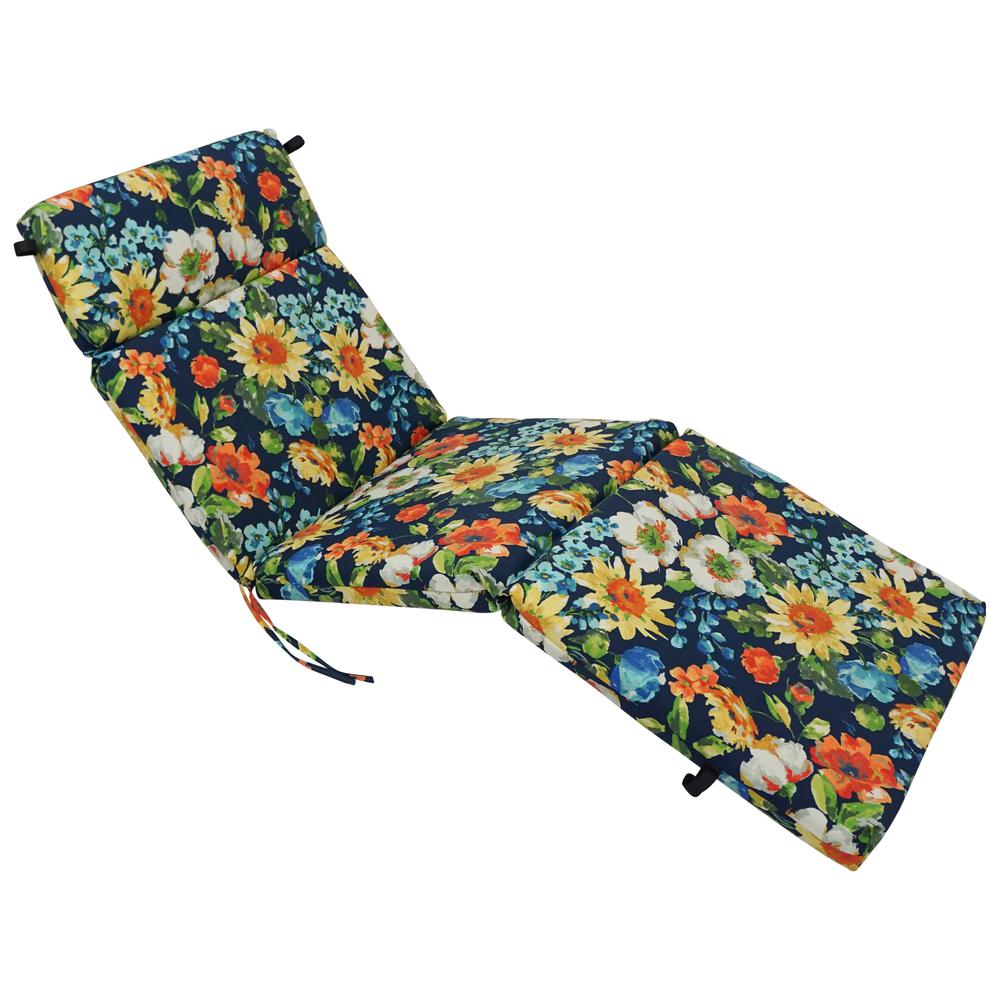 72-inch by 24-inch Patterned Polyester Outdoor Chaise Lounge Cushion. Picture 1