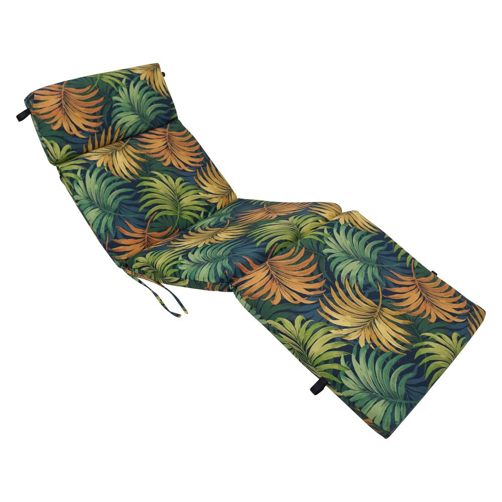 72-inch by 24-inch Patterned Polyester Outdoor Chaise Lounge Cushion. Picture 1
