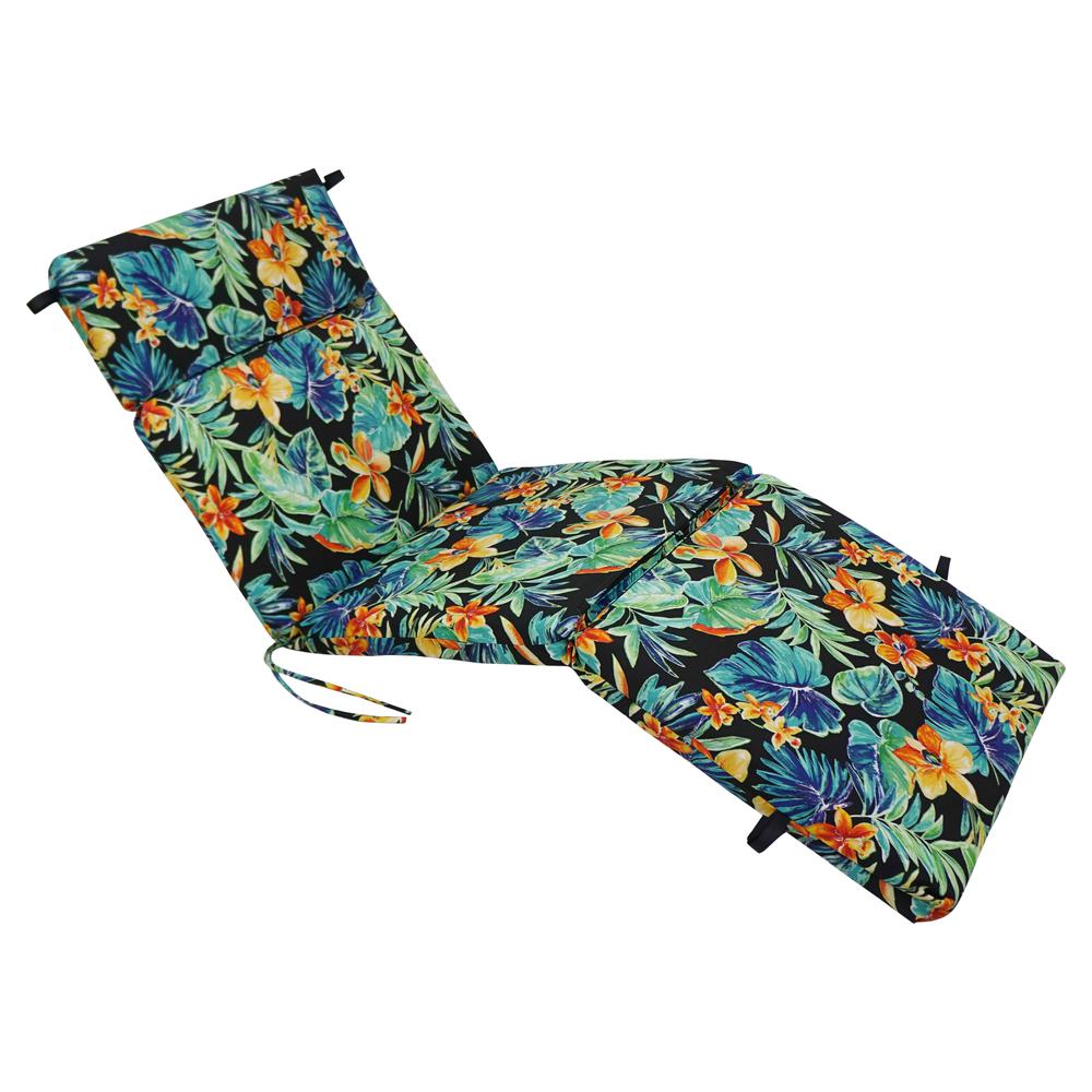 72-inch by 24-inch Patterned Polyester Outdoor Chaise Lounge Cushion. Picture 1