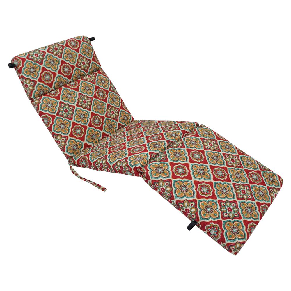 72-inch by 24-inch Patterned Polyester Outdoor Chaise Lounge Cushion. Picture 1